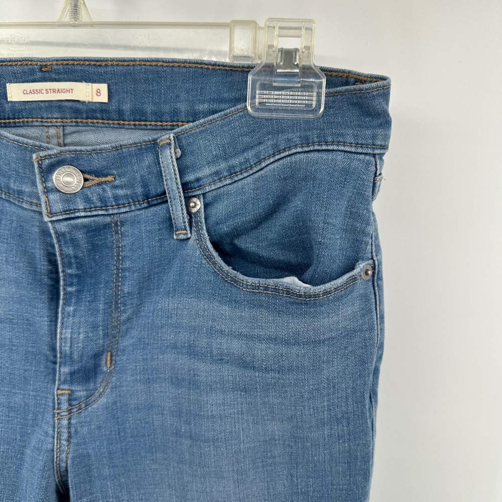 Levi Strauss & Co Classic Straight Leg Jeans Women's 8 Blue Medium Wash Stretch - Picture 11 of 15